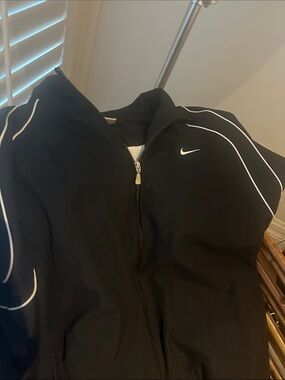 Nike Black Track Jacket and matching pants with White Piping